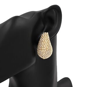 Gold Curved Rhinestone Stud Earrings Statement Accessories Teardrop WaterDrop